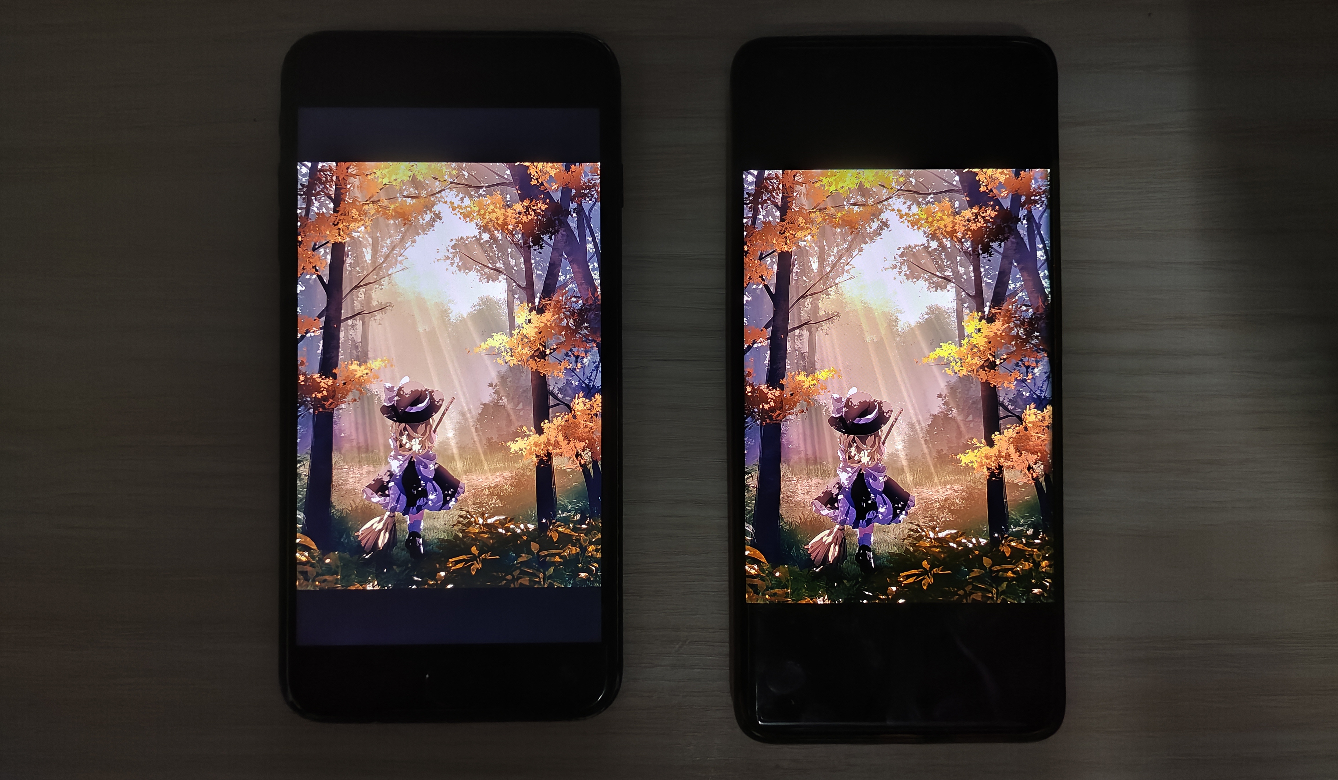 LCD（左）与 OLED（右）屏幕