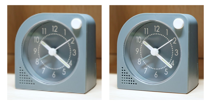 低分辨率（左）和高分辨率（右）的显示效果